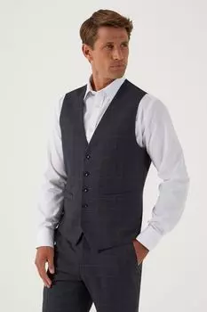 Темно-серый жилет в клетку Baines Skopes, серый