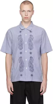 Темно-сине-белая рубашка для путешествий Universal Works