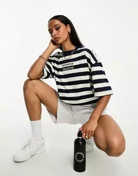 Темно-сине-кремовая футболка в бретонскую полоску ASOS Weekend Collective