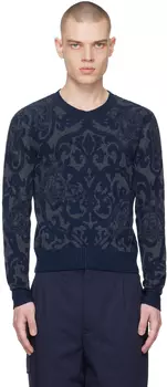 Темно-сине-серый свитер со стразами Vivienne Westwood