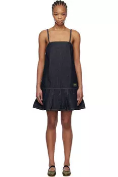 Темно-синее джинсовое мини-платье на бретелях GANNI