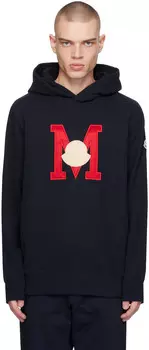Темно-синее худи с аппликацией Moncler, цвет Dark navy blue