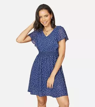 Темно-синее мини-платье с присборенной талией Mela Mela, военно-морской