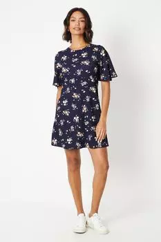 Темно-синее мини-платье с завязкой на спине в стиле Ditsy Dorothy Perkins, темно-синий