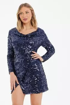 Темно-синее облегающее мини-платье с пайетками QUIZ Clothing