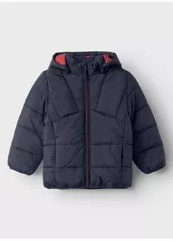 Темно-синее пальто с длинными рукавами на молнии для мальчика NMMMEMPHIS JACKET PB Name t, темно-синий