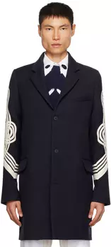 Темно-синее пальто с вышивкой Stefan Cooke