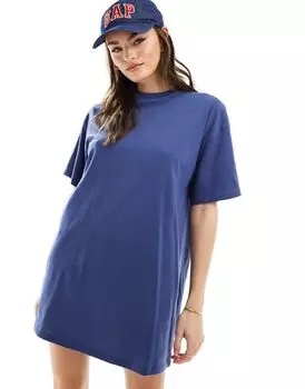 Темно-синее платье-футболка оверсайз мини ASOS DESIGN