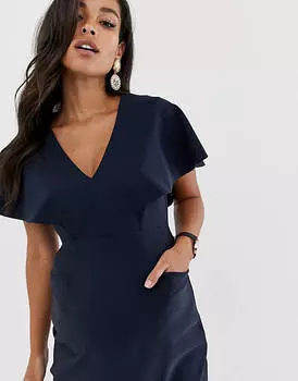 Темно-синее платье-карандаш миди с рукавами ангела ASOS DESIGN Maternity