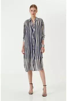 Темно-синее платье-миди с поясом Network, темно-синий