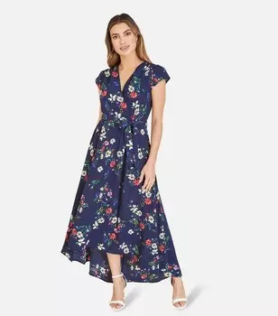 Темно-синее платье миди с запахом и запахом Mela Mela, военно-морской