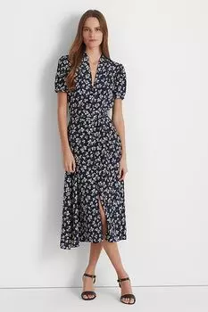 Темно-синее платье Ralgis с цветочным узором Lauren Ralph Lauren, синий