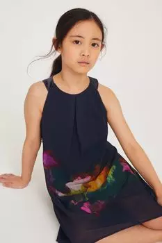 Темно-синее платье с поясом Baker by Ted Baker, синий