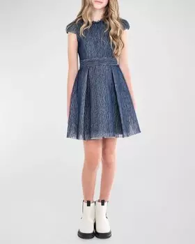 Темно-синее платье с воротником-бахромой Girls Ashley Zoe LTD, темно-синий