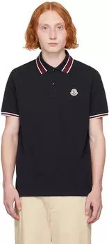 Темно-синее поло с двумя пуговицами Moncler