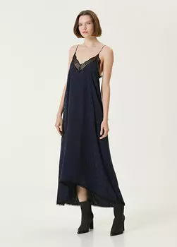 Темно-синее шелковое платье-миди Zadig&Voltaire