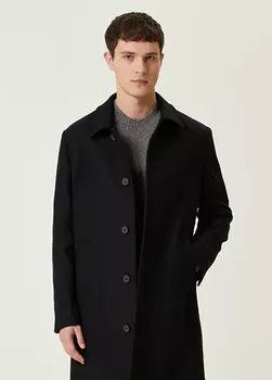 Темно-синее шерстяное пальто Beymen