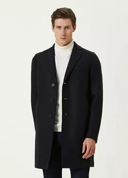 Темно-синее шерстяное пальто Harris Wharf London