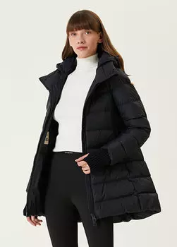 Темно-синее стеганое пальто с капюшоном Herno