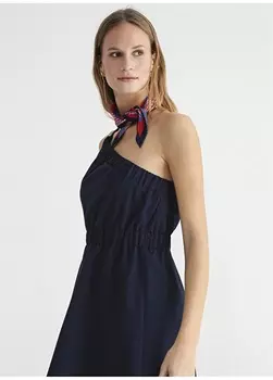 Темно-синее женское мини-платье на одно плечо Fabrika