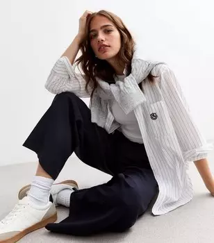 Темно-синие эластичные широкие брюки New Look, военно-морской