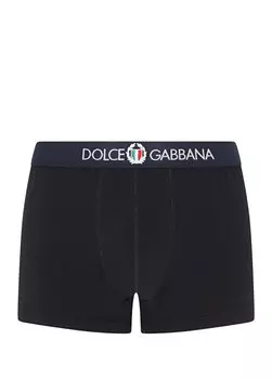 Темно-синие боксеры с лентой с логотипом на талии Dolce&Gabbana