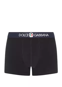 Темно-синие боксеры с логотипом и тесьмой Dolce&Gabbana
