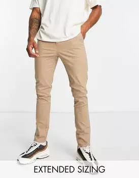Брюки чинос скинни ASOS DESIGN, бежевый