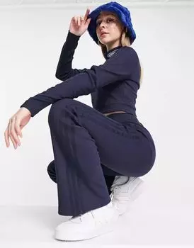 Темно-синие брюки-клеш в рубчик adidas Originals Retro Luxury