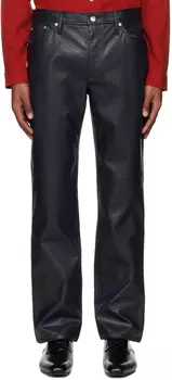 Темно-синие брюки Sako из искусственной кожи Sfr