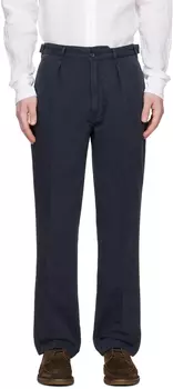 Темно-синие брюки со складками Drake's