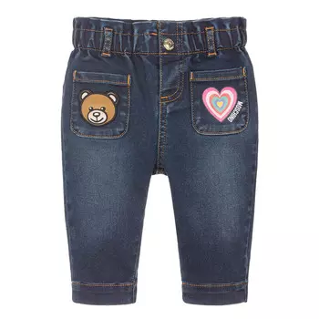 Темно-синие джинсовые брюки Moschino, синий