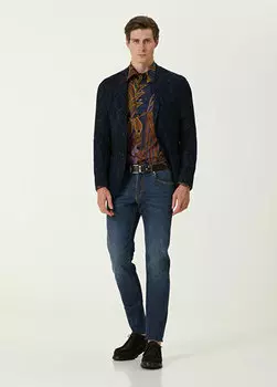 Темно-синие джинсовые брюки с логотипом Etro