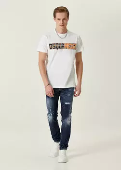 Темно-синие джинсовые брюки с потертостями cool guy Dsquared2