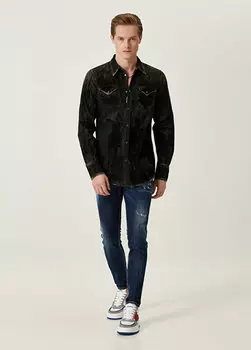 Темно-синие джинсовые брюки skater с потертостями и деталями Dsquared2