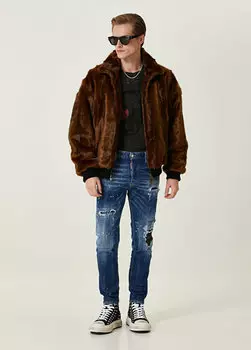 Темно-синие джинсовые брюки super twinky с потертостями Dsquared2