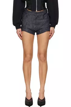 Темно-синие джинсовые шорты со вставками Mugler