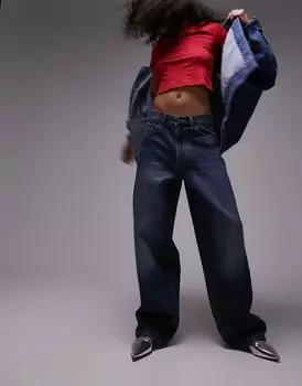 Темно-синие джинсы-бойфренды с низкой посадкой Topshop Gilmore