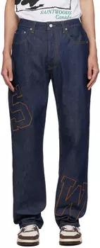 Темно-синие джинсы с нашивками Saintwoods