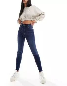 Темно-синие джинсы скинни с завышенной талией NA-KD