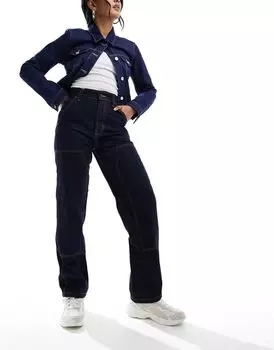 Темно-синие джинсы свободного кроя Dickies Madison с двойными вставками на коленях и завышенной талией