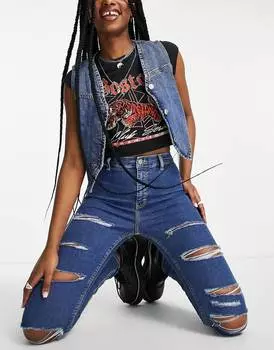 Темно-синие джинсы Topshop Joni с суперпрорезями