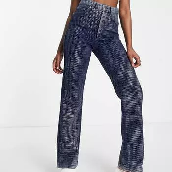 Темно-синие джинсы Topshop Kort с плетением "корзинка";"