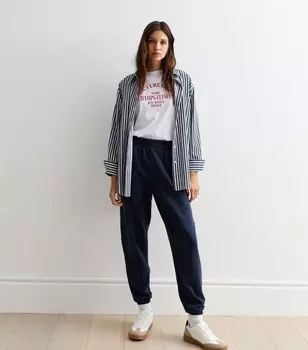 Темно-синие джоггеры из хлопковой смеси с манжетами New Look, военно-морской