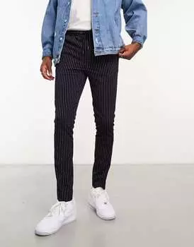 Темно-синие джоггеры скинни в тонкую полоску ASOS DESIGN