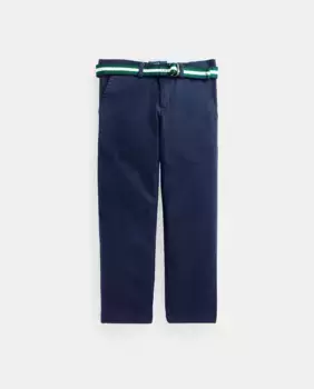 Темно-синие хлопковые брюки чинос для мальчика с поясом Polo Ralph Lauren