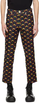 Темно-синие и оранжевые джинсы в стиле ар-деко Lanvin