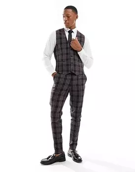 Темно-синие костюмные брюки в клетку шотландки ASOS DESIGN