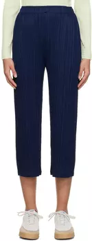 Темно-синие кремовые брюки Pleats Please Issey Miyake