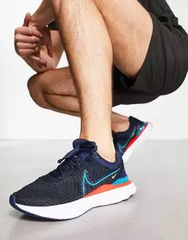 Темно-синие кроссовки Nike Running React Infinity Run Flyknit 3